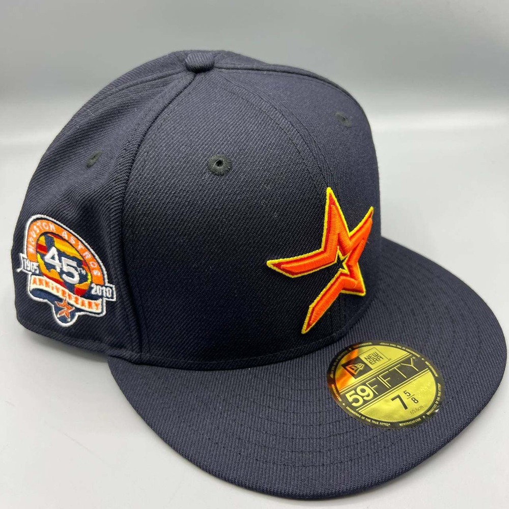 Houston Astros‎ Hat Men 7 5/8 Black Gray 59Fifty New Era MLB Fitted Cap